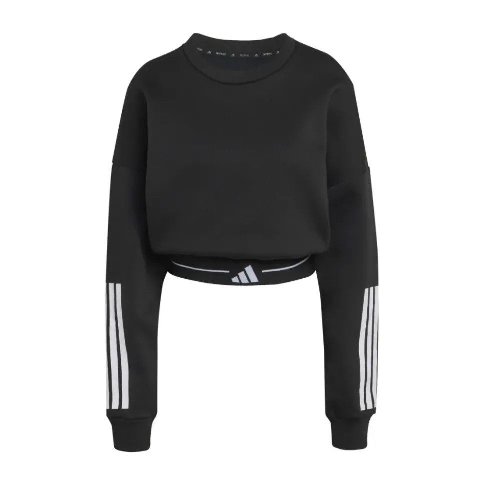 Sudadera Corta Hyperglam 3-Stripes con Cuello Redondo