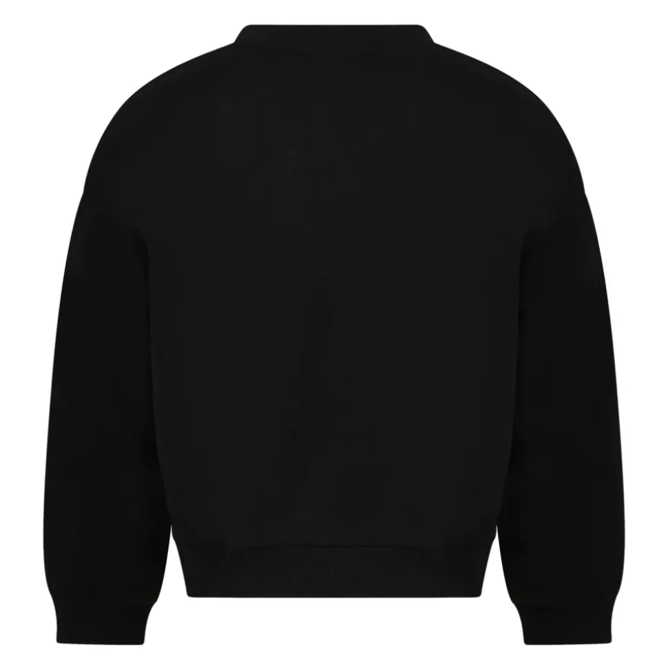Sudadera de Felpa de Algodón Negra con Logo