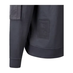 Sudadera de Forro Polar Diagonal Teñida en Prenda con Cremallera Media