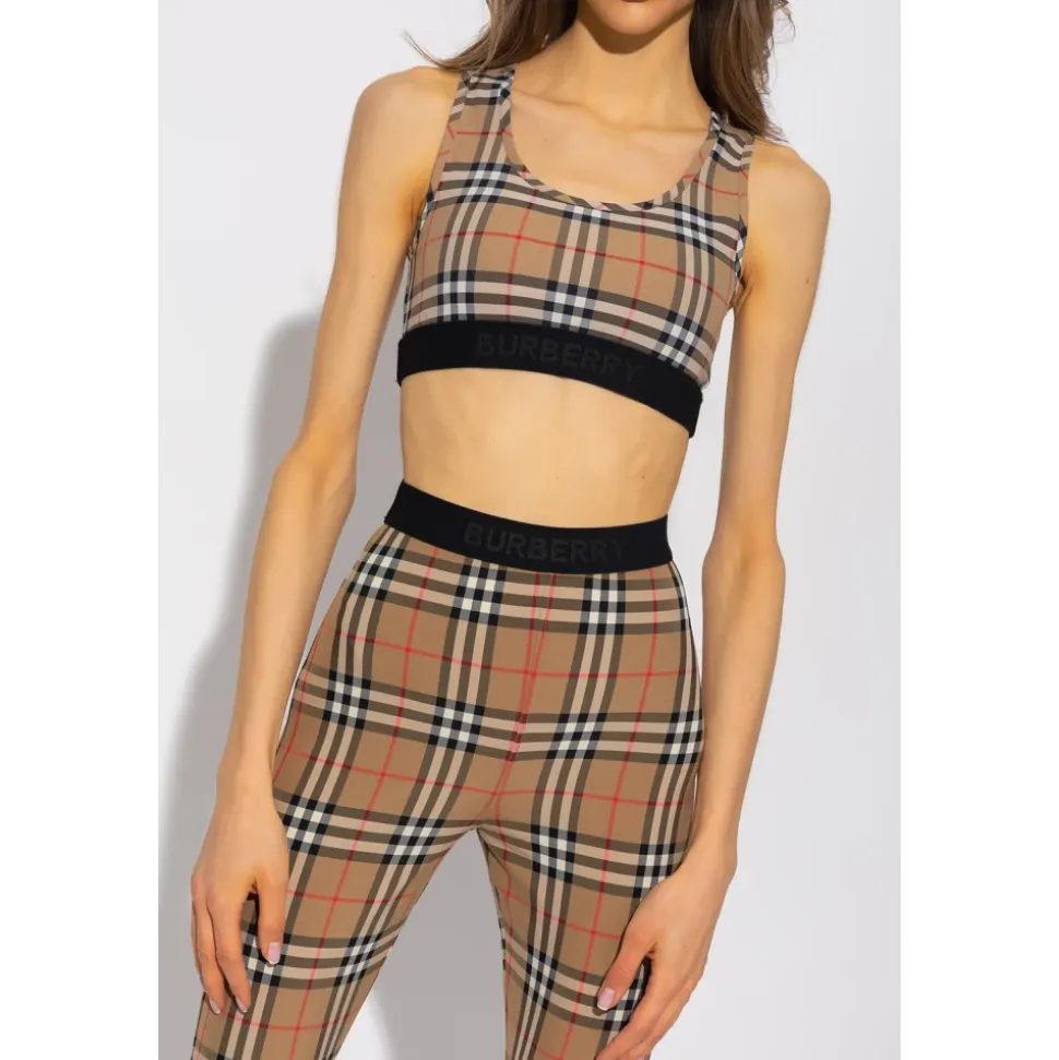 Sujetador Deportivo con Estampado Vintage Check