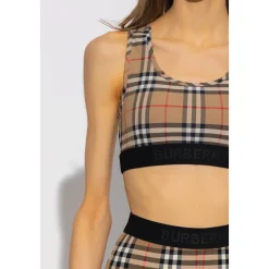 Sujetador Deportivo con Estampado Vintage Check