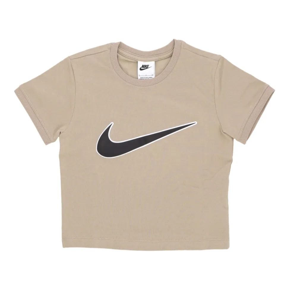 Swoosh Logo Cropped T-Shirt Khaki