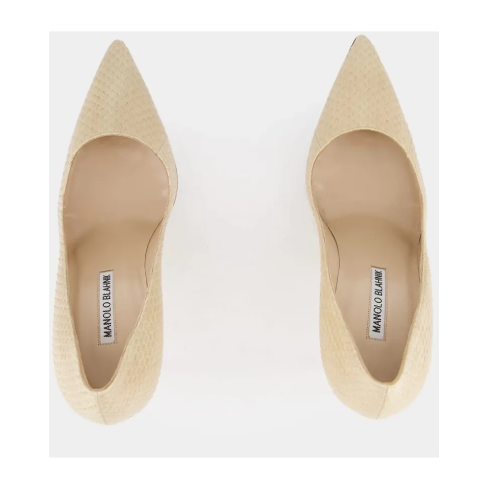 Tacones Beige Puntera de Serpiente