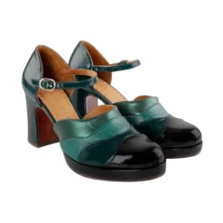 Tacones de Cuero Metálico