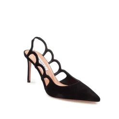 Tacones Negros de Ante con Punta