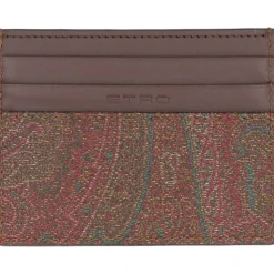 Tarjetero de Jacquard Paisley con Detalles de Cuero