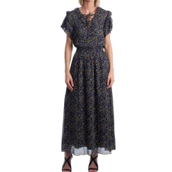 Tie-Neck Ruffle Maxi Dress