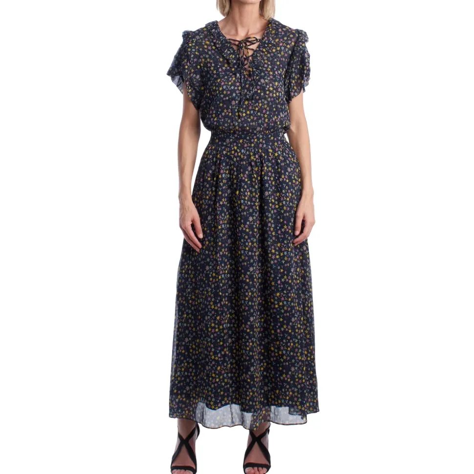 Tie-Neck Ruffle Maxi Dress