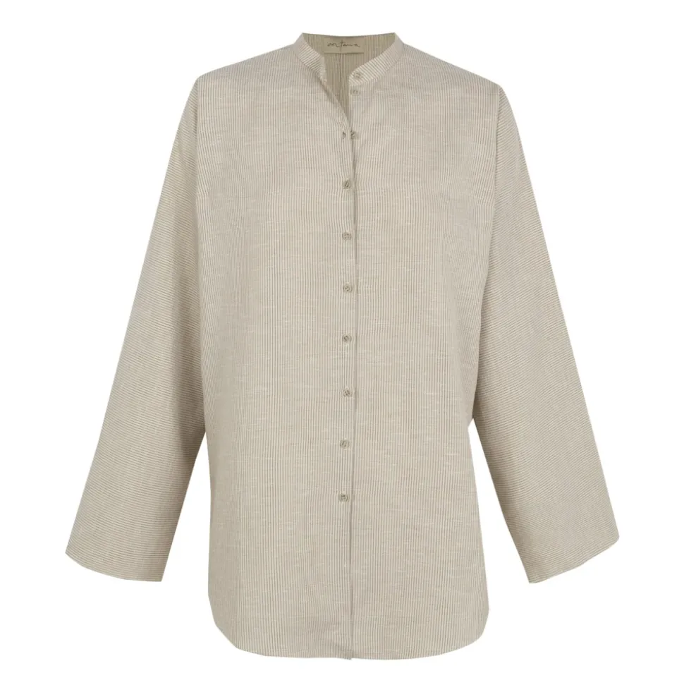 Tilo, camisa de rayas gris y marron-