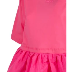 Top de Tafetán Fruncido Rouche en Fucsia