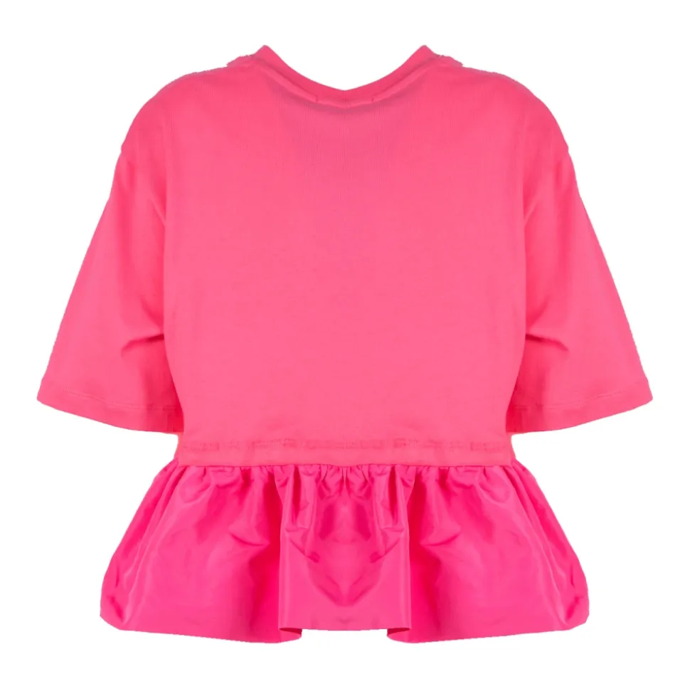 Top de Tafetán Fruncido Rouche en Fucsia
