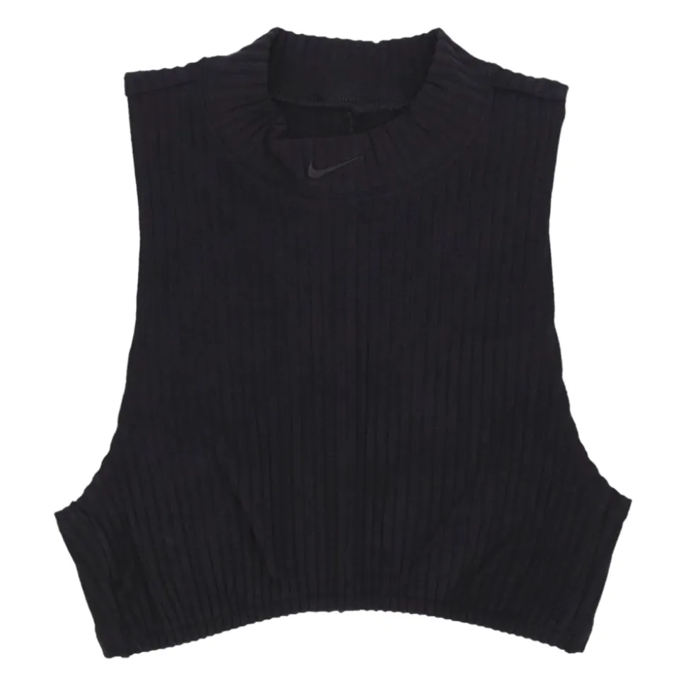 Top sin mangas de cuello alto y canalé