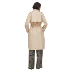 Trench largo en gabardina de algodón con foulard