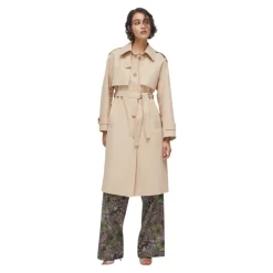 Trench largo en gabardina de algodón con foulard