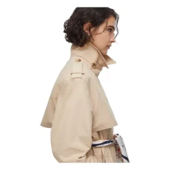 Trench largo en gabardina de algodón con foulard