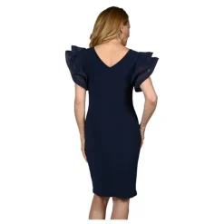 Vestido Azul Marino con Mangas de Volantes