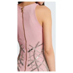 Vestido corto de jersey bordado sin mangas