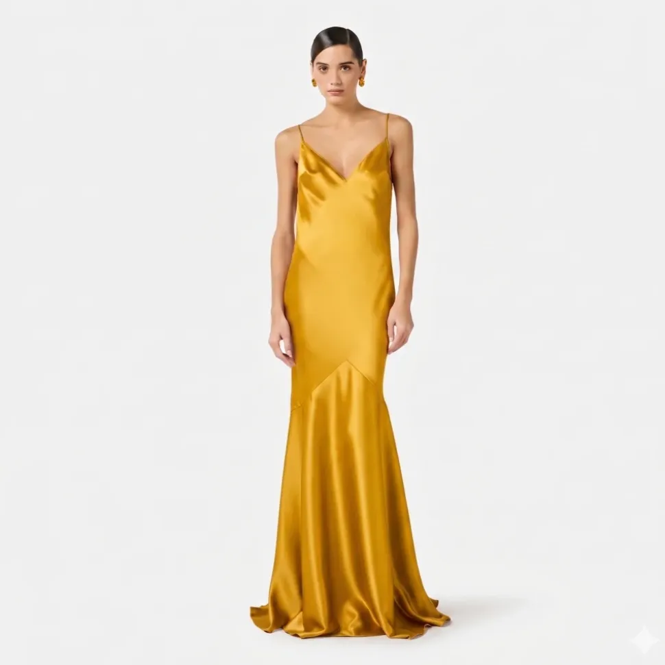 Vestido de satén de alfombra roja
