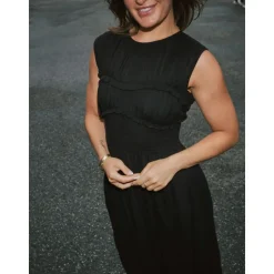 Vestido de Voile Negro con Smock