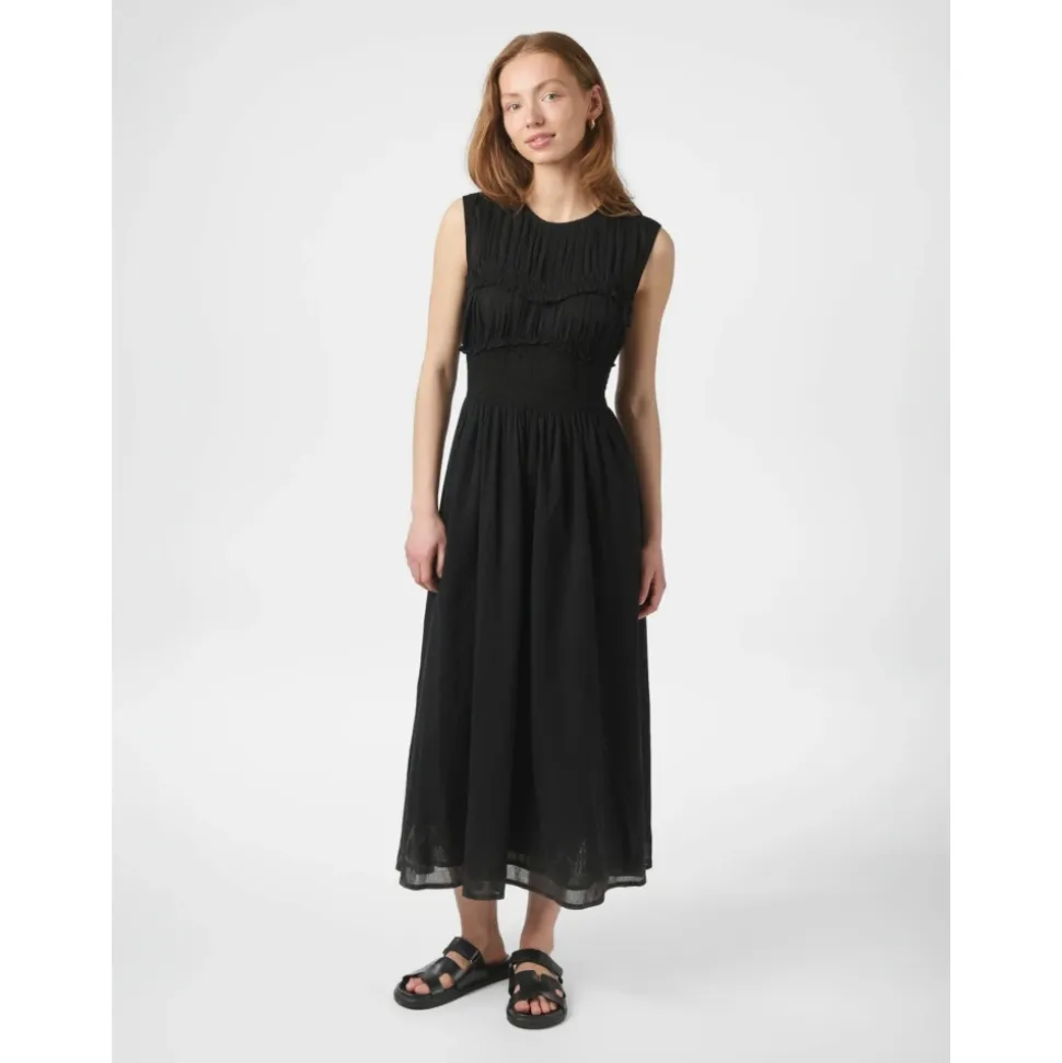 Vestido de Voile Negro con Smock
