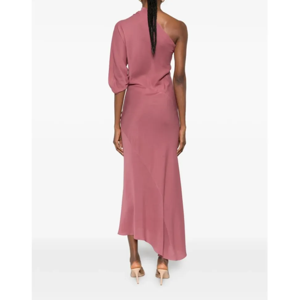 Vestido Drapeado de Un Hombro