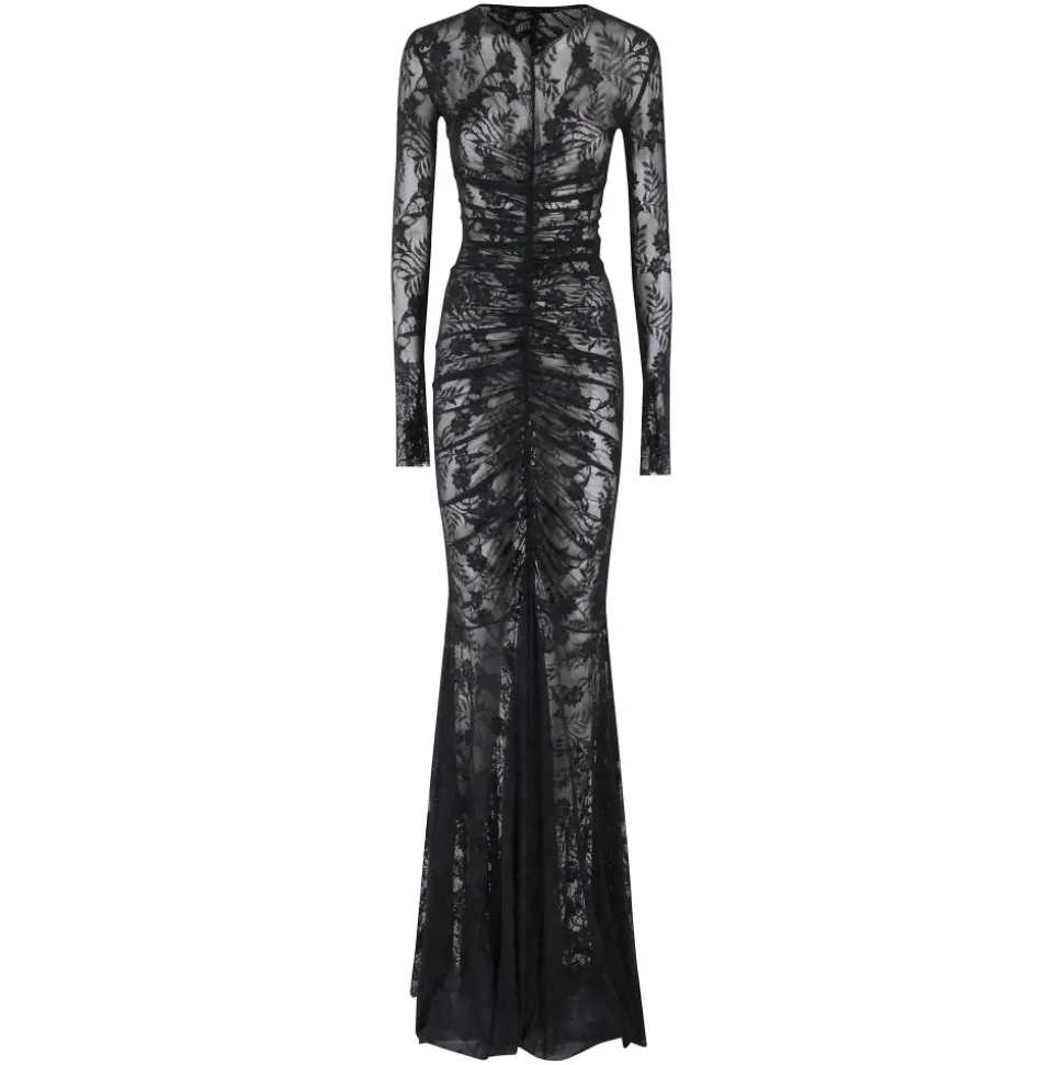 Vestido Fruncido de Encaje