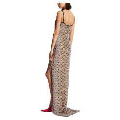 Vestido largo de punto con estampado de serpiente y tirantes