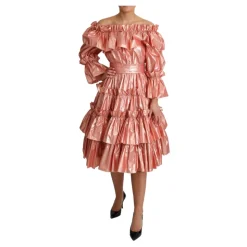 Vestido largo estilo A con detalles metálicos
