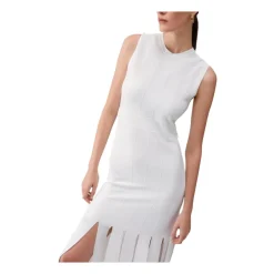 Vestido Maxi de Punto con Flecos