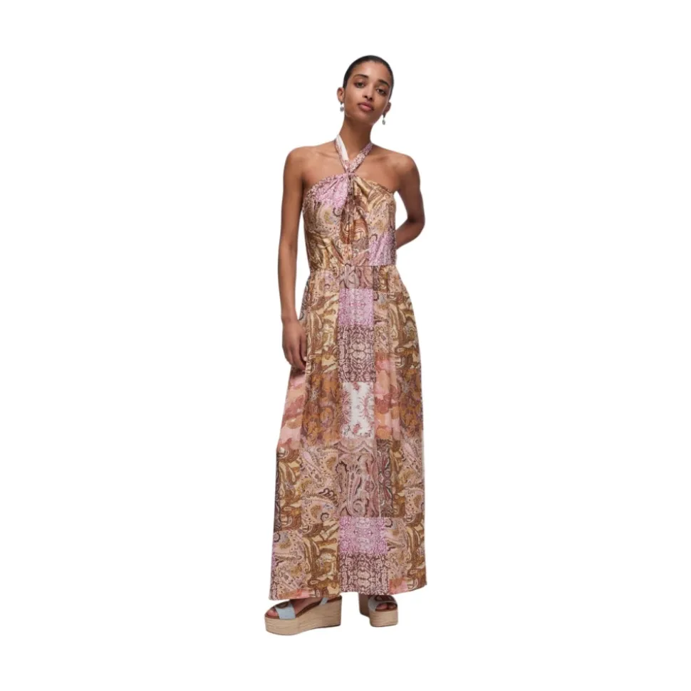 Vestido Maxi de Satén Estampado