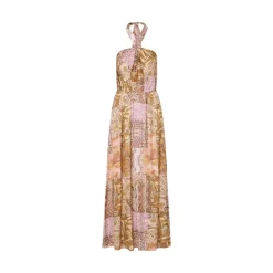 Vestido Maxi de Satén Estampado