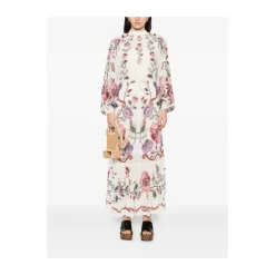 Vestido Maxi Floral con Lazo al Cuello
