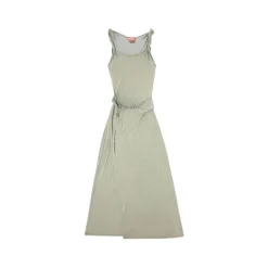 Vestido Maxi Sin Mangas con Cuello Redondo y Detalle de Nudo