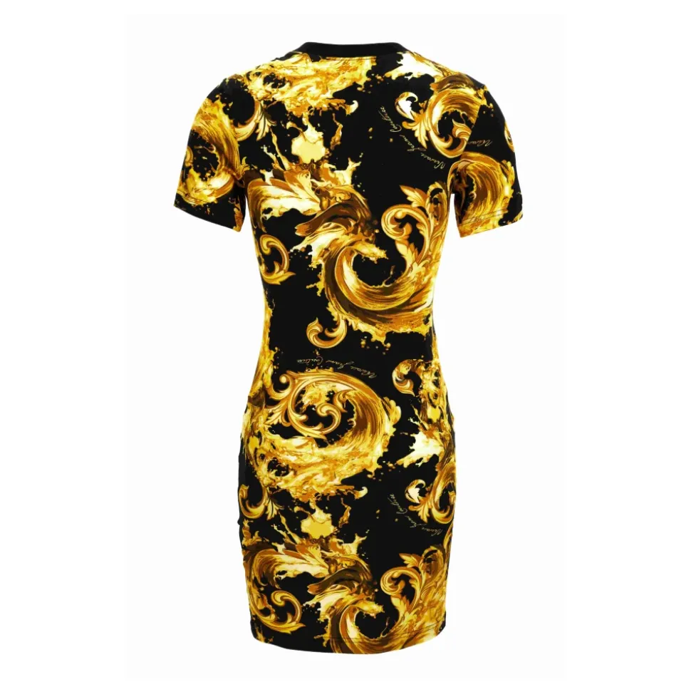 Vestido midi estampado de punto de algodón