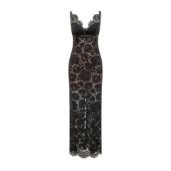 Vestido Negro de Encaje con Escote Corazón
