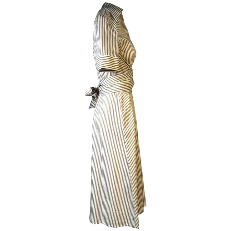 Vestido polo a rayas con cinturón en la cintura