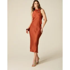 Vestido tubo de satén viscosa