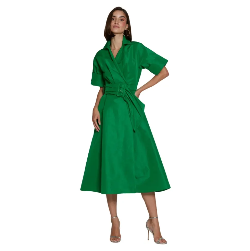 Vestido Verde Midi de Tafetán