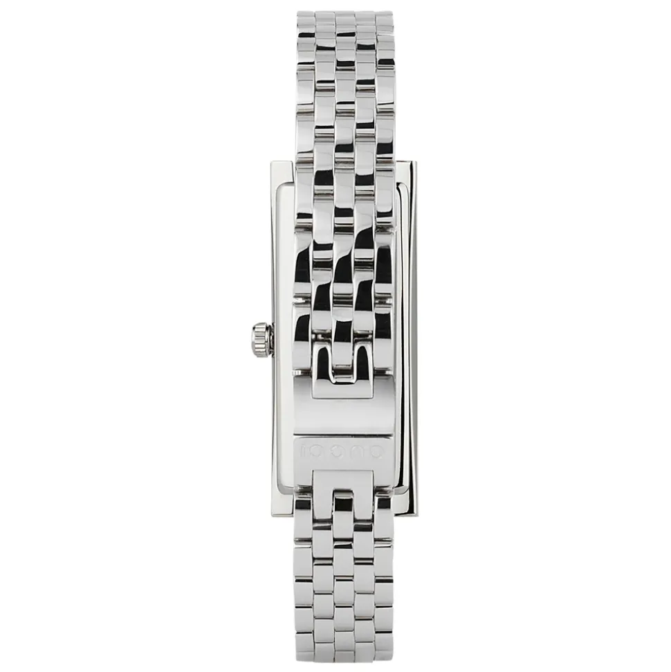 YA127504 - Caja de acero G-Frame, esfera negra con 3 diamantes, brazalete de acero