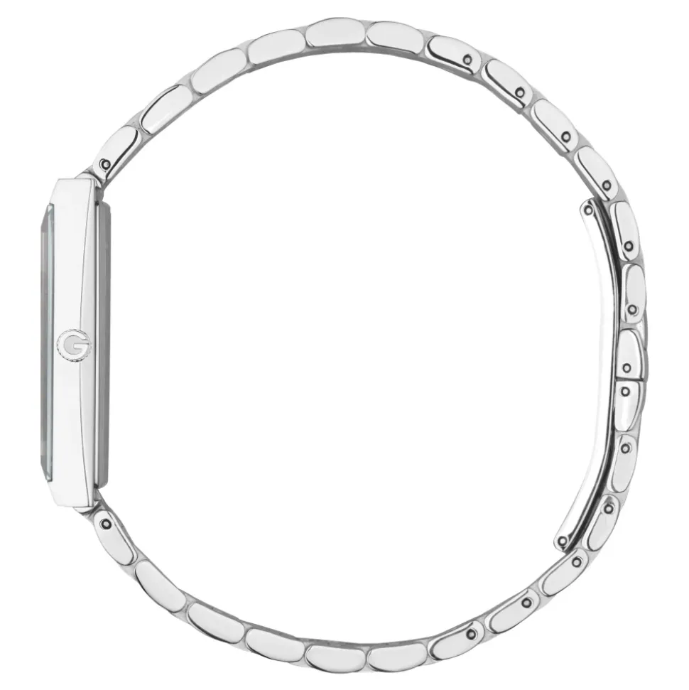 YA127504 - Caja de acero G-Frame, esfera negra con 3 diamantes, brazalete de acero