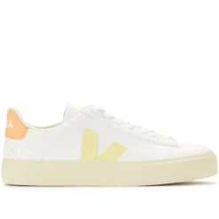 Zapatilla Campo Blanca con Detalles Melocotón