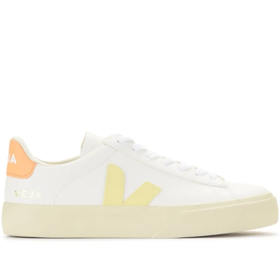 Zapatilla Campo Blanca con Detalles Melocotón