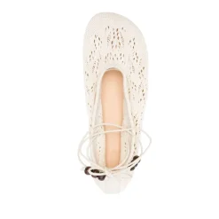 Zapatillas de ballet con tira al tobillo de cuero blanco