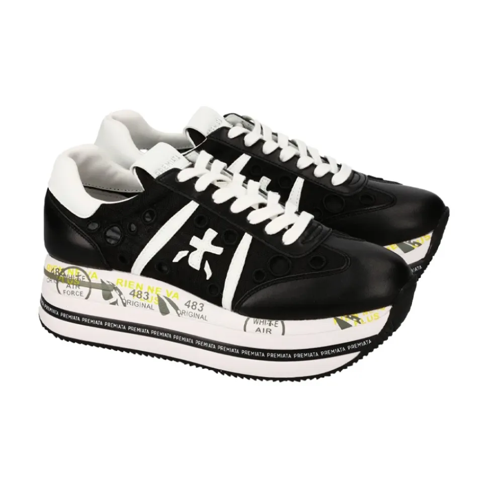 Zapatillas Deportivas Perforadas con Cordones y Suela de Plataforma