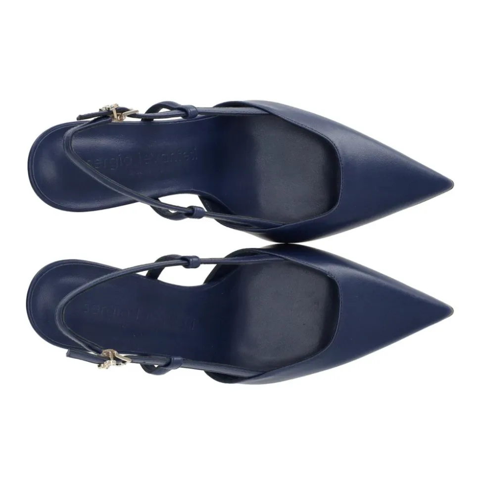 Zapato de tacón de piel azul