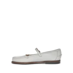 Zapatos de bailarina de cuero blanco