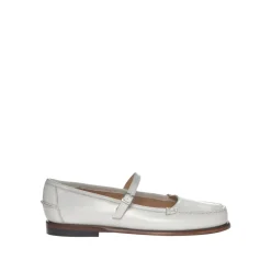 Zapatos de bailarina de cuero blanco