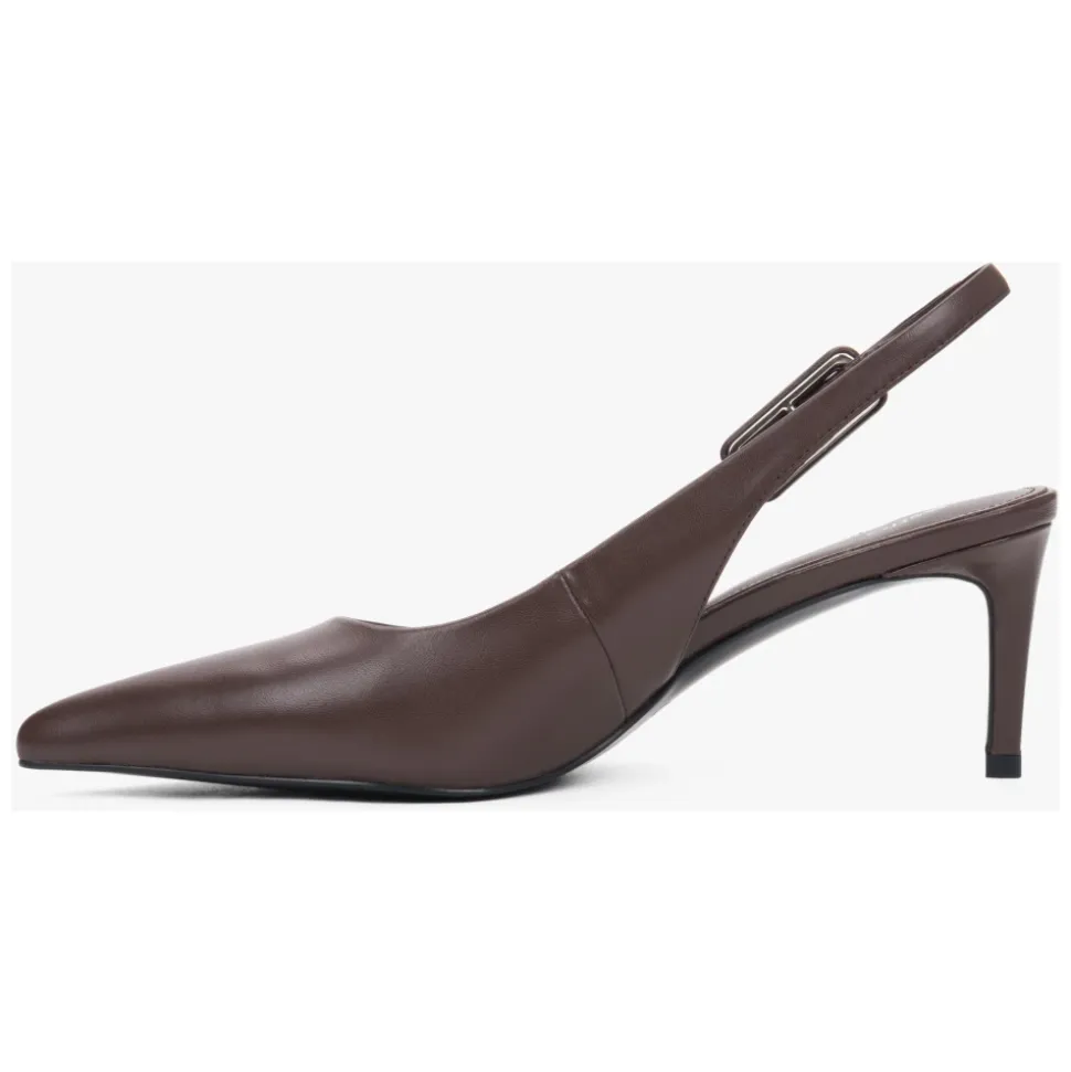 Zapatos de Salón Destalonados de Cuero con Tacón de Aguja