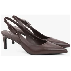 Zapatos de Salón Destalonados de Cuero con Tacón de Aguja