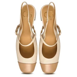 Zapatos de Salón Destalonados con Tacón Bloque Marisol - Beige Claro